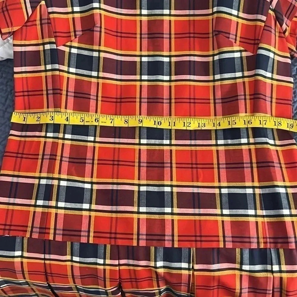 Cat Artley Red Yellow & Blue Plaid Mod Era Vintage 60s Dress Drop Waist size XL - Picture 4 of 6